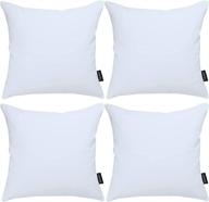 🎁 faylapa set of 4 white canvas cotton pillow covers - 18 x 18 inch solid decorative throw pillow cases for christmas living room, car, office decoration (case only) логотип