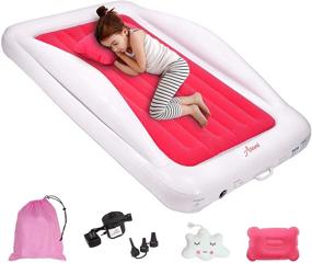 img 4 attached to Inflatable Toddler Travel Bed with Electric Pump: Leakproof Air Mattress with Reinforced Bumpers, Carry Case and Pillow - Perfect for Camping & Sleepovers, Kids up to 4ft Tall