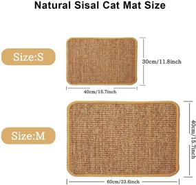 img 3 attached to JSPYFITS Cat Scratcher Mat, 23.6 X 15.7 Inch Natural Sisal Cat Scratch Mats, Horizontal Floor Scratching Pad Rug for Cats, Protect Carpets and Sofas with 20pcs Transparent Clear Headed Twist Pins