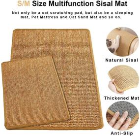 img 2 attached to JSPYFITS Cat Scratcher Mat, 23.6 X 15.7 Inch Natural Sisal Cat Scratch Mats, Horizontal Floor Scratching Pad Rug for Cats, Protect Carpets and Sofas with 20pcs Transparent Clear Headed Twist Pins