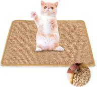 jspyfits cat scratcher mat, 23.6 x 15.7 inch natural sisal cat scratch mats, horizontal floor scratching pad rug for cats, protect carpets and sofas with 20pcs transparent clear headed twist pins logo