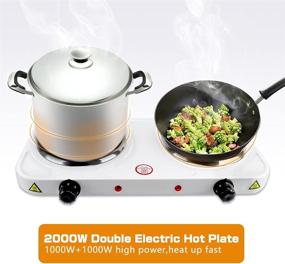 img 3 attached to 🔥 Powerful 2000W Electric Hot Plate, Portable Double Burner Countertop Cooker for All Cookwares with 5 Power Adjustment Levels, Easy to Clean - Ideal for Kitchen, Camping, RV, Hotel (110V)