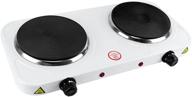 🔥 powerful 2000w electric hot plate, portable double burner countertop cooker for all cookwares with 5 power adjustment levels, easy to clean - ideal for kitchen, camping, rv, hotel (110v) logo