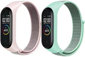 img 3 attached to N-S Нейлоновый ремень: стильный запасной ремешок для Xiaomi Mi Band 3/4/5/6 и Amazfit Band 5 - Розовый песок/Бирюзовый.