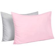 tillyou toddler travel pillowcases set of 2 - 14x20, fits pillows sized 12x16, 13x18, or 14x19 - 100% silky soft microfiber - envelope closure - machine washable kids pillow cases - pale gray and light pink логотип