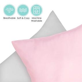 img 2 attached to TILLYOU Toddler Travel Pillowcases Set of 2 - 14x20, Fits Pillows Sized 12x16, 13x18, or 14x19 - 100% Silky Soft Microfiber - Envelope Closure - Machine Washable Kids Pillow Cases - Pale Gray and Light Pink