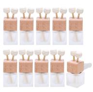 pack of 10, 8ml matte glass car air freshener perfume clip diffuser with empty essential oil vials, vent outlet diffuser with thick glass ornament, wooden caps, free funnel and dropper logo