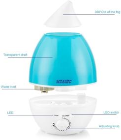 img 3 attached to 🌬️ MDAIRC 2.4L 7-Color Night Light Cool Mist Humidifier with Aromatherapy Essential Oil Diffuser- Aroma Ultrasonic Humidifier for Home, Office, Bedroom - Night Light, Waterless Auto Shut Off (White)