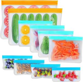 img 4 attached to 🥦 VEHHE 10 Pack Reusable Storage Bags - Food Freezer, Sandwich & Snack Bags Set for Marinating, Storing Meat, Fruits & Vegetables