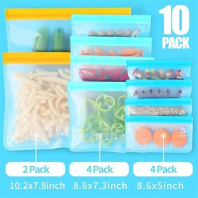 img 3 attached to 🥦 VEHHE 10 Pack Reusable Storage Bags - Food Freezer, Sandwich & Snack Bags Set for Marinating, Storing Meat, Fruits & Vegetables