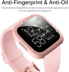 img 1 attached to 40mm Fitbit Versa 2 Case with Screen Protector - Full Coverage Anti-Scratch Matte Protective Cover for Fitbit Versa 2 (Pink)