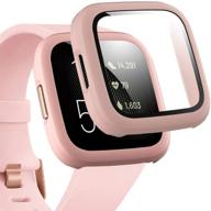 40mm fitbit versa 2 case with screen protector - full coverage anti-scratch matte protective cover for fitbit versa 2 (pink) logo