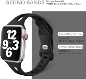 img 2 attached to 🌈 Стильный и дышащий браслет Getino для Apple Watch 38 мм-41 мм: мягкие силиконовые спортивные браслеты для женщин и мужчин - совместимые с iWatch SE и Series 7-1, в сине-сером, кипрском зеленом, пурпурном и черном цвете.