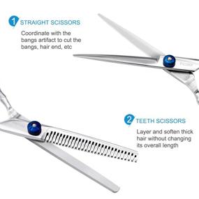 img 3 attached to 💇 Frcolor Hair Cutting Scissors Set: Professional Barber Thinning Scissors with Leather Case and Salon Cape