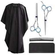 💇 frcolor hair cutting scissors set: professional barber thinning scissors with leather case and salon cape logo