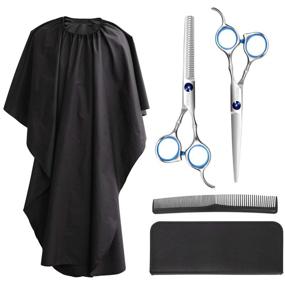 img 4 attached to 💇 Frcolor Hair Cutting Scissors Set: Professional Barber Thinning Scissors with Leather Case and Salon Cape