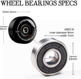 img 2 attached to 🛹 Dadywheels 52mm 99A Skateboard Wheels with ABEC-9 Bearings, Spacers, and Skate Tool: Ultimate Set of 4 for Smooth Performance