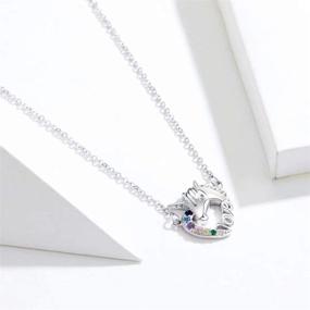 img 2 attached to 🦄 Presentski Unicorn Heart Necklace: Sterling Silver Love Pendant with Cubic Zirconia, Birthstone for Girls & Women - Ideal Christmas Gift