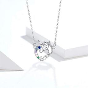 img 3 attached to 🦄 Presentski Unicorn Heart Necklace: Sterling Silver Love Pendant with Cubic Zirconia, Birthstone for Girls & Women - Ideal Christmas Gift