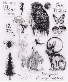 img 4 attached to 🦉 KWELLAM Clear Stamps for Card Making Decoration and DIY Scrapbooking - Best Wishes Happy New Home, Tree, Butterfly, Owl, Fairy, Mushroom, Bee