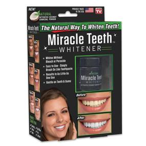 img 4 attached to 🌟 ONTEL Miracle Teeth Whitener - Natural Whitening Coconut Charcoal Powder. Gentle on Teeth & Gums. Removes Stains from Smoking, Coffee, Soda, Red Wine & More! As Seen on TV!