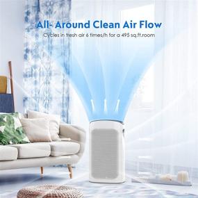 img 4 attached to 🌬️ Powerful H13 Smart True HEPA Air Purifier for Large Rooms up to 495 ft² - Remove 99.97% Hairs, Dust, and Smoke in Bedroom