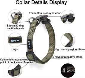 img 3 attached to 🐶 Enhanced Safety: Reflective Dog Collar with Locking Buckle & LED - Adjustable Nylon Collar for Puppies, Small, Medium, Large Dogs (Olive Green, Small)