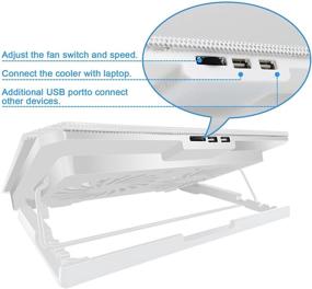 img 1 attached to 🔥 Повысьте производительность игрового ноутбука с помощью замечательной подставки для охлаждения ноутбука - 2 турбинных вентилятора, 4 регулируемых угла, белый.