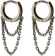 925 sterling silver tassel chain drop dangle hoop earrings: stylish helix & tragus cartilage piercing cuffs for unisex personalized punk fashion logo