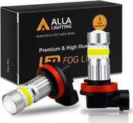 🔆 alla lighting h8 h11 led fog lights bulbs - ultra bright 2800lm, 6500k xenon white, high power cob-72 smd, perfect replacement for cars, trucks, h16 logo