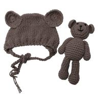 brown bear newborn baby hat beanie with dolls - ecyc photography accessories logo