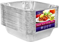 🍽️ 30 count half size disposable aluminum pans 9x13 for prepping all types of food logo