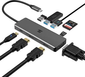 img 4 attached to 🔌 Tiergrade 9 in 1 USB C Hub: Triple Display Collage Type C Adapter with 2 4K HDMI, VGA, PD, USB 3.0, TF/SD Card Reader for MacBook and Type-C Laptops