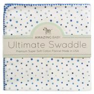 🧣 amazing baby ultimate winter swaddle: x-large receiving blanket, made in usa with premium cotton flannel, playful dots, multi-blue - mom's choice award winner logo