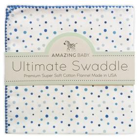 img 4 attached to 🧣 Amazing Baby Ultimate Winter Swaddle: X-Large Receiving Blanket, Made in USA with Premium Cotton Flannel, Playful Dots, Multi-Blue - Mom's Choice Award Winner