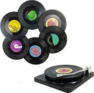 🎵 mecowon music coasters set with vinyl record player holder - set of 6 drink coasters for music enthusiasts logo