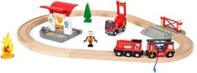 img 3 attached to 🔥 BRIO 33815 Набор пожарных спасателей: 18-детный игрушечный поезд с пожарной машиной, аксессуарами и деревянными рельсами - идеально подходит для детей от 3 лет и старше!