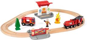 img 2 attached to 🔥 BRIO 33815 Набор пожарных спасателей: 18-детный игрушечный поезд с пожарной машиной, аксессуарами и деревянными рельсами - идеально подходит для детей от 3 лет и старше!