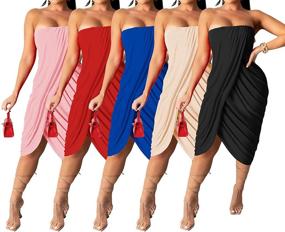 img 3 attached to Choichic Sleeveless Asymmetrical Pleated Strapless Women's Clothing