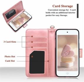 img 3 attached to 📱 Dailylux Glitter Pink iPod Touch Case with Card Slots, Stand, & Magnetic Clasp Cover – Compatible with iPod Touch 5, 6, 7th Generation