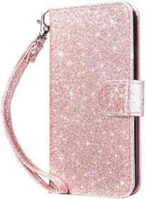 img 4 attached to 📱 Dailylux Glitter Pink iPod Touch Case with Card Slots, Stand, & Magnetic Clasp Cover – Compatible with iPod Touch 5, 6, 7th Generation