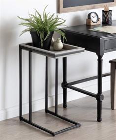 img 3 attached to 🏡 Modern Farmhouse Side C-Table by Kate and Laurel - 18.5x12x26.75, Rustic Gray/Black