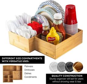 img 1 attached to Eltow Bamboo Plate and Cutlery Organizer: Kitchen Utensil Holder for Large Spoons, Forks, Knives, and Cups - Stylish and Durable Bowl, Napkin, and Tableware Dispenser - Ideal for Home, Restaurant, BBQ, and Picnic Plate Organization