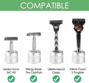 img 3 attached to 🪒 Linkidea 2 Pack Safety Razor Stand: Durable Aluminum Alloy Shaving Stand for Bathroom Countertops - Silver