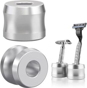 img 4 attached to 🪒 Linkidea 2 Pack Safety Razor Stand: Durable Aluminum Alloy Shaving Stand for Bathroom Countertops - Silver