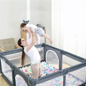 img 4 attached to Ophobay Baby Playpen: Extra Large Playyard for Toddlers, 👶 Portable Kids Activity Center with Anti-Slip Suckers and Breathable Mesh