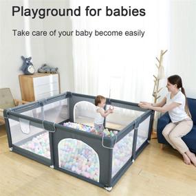 img 1 attached to Ophobay Baby Playpen: Extra Large Playyard for Toddlers, 👶 Portable Kids Activity Center with Anti-Slip Suckers and Breathable Mesh