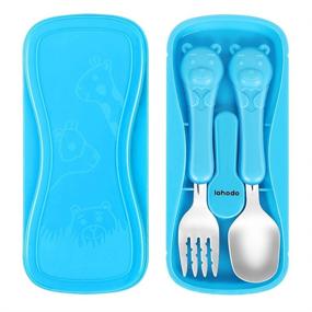img 4 attached to 🐻 Cute Bear Toddler Utensils: Stainless Steel Spoon and Fork Set - BPA Free Flatware with Travel Case for Age 3+