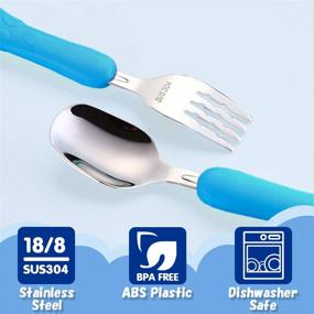 img 2 attached to 🐻 Cute Bear Toddler Utensils: Stainless Steel Spoon and Fork Set - BPA Free Flatware with Travel Case for Age 3+