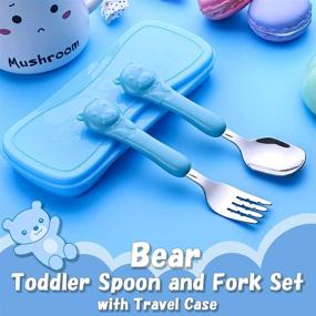 img 3 attached to 🐻 Cute Bear Toddler Utensils: Stainless Steel Spoon and Fork Set - BPA Free Flatware with Travel Case for Age 3+